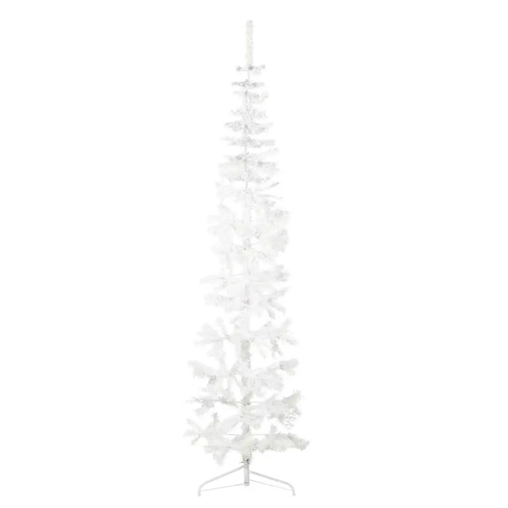 Slim Artificial Half Christmas Tree with Stand White 240 cm 344568 - Home & Garden