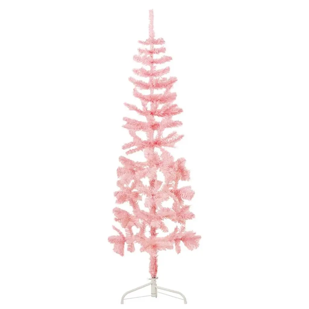 Slim Artificial Half Christmas Tree with Stand Pink 180 cm 344571 - Home & Garden