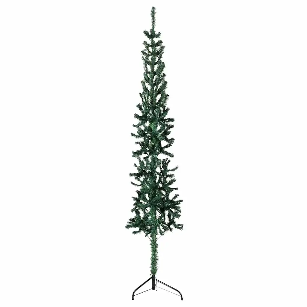 Slim Artificial Half Christmas Tree with Stand Green 240 cm 344603 - Home & Garden