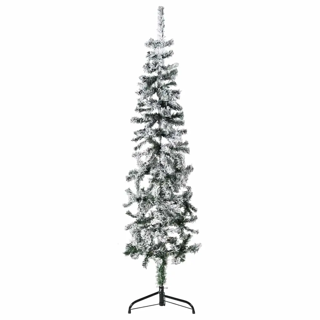 Slim Artificial Half Christmas Tree with Flocked Snow 150 cm 344605 - Home & Garden