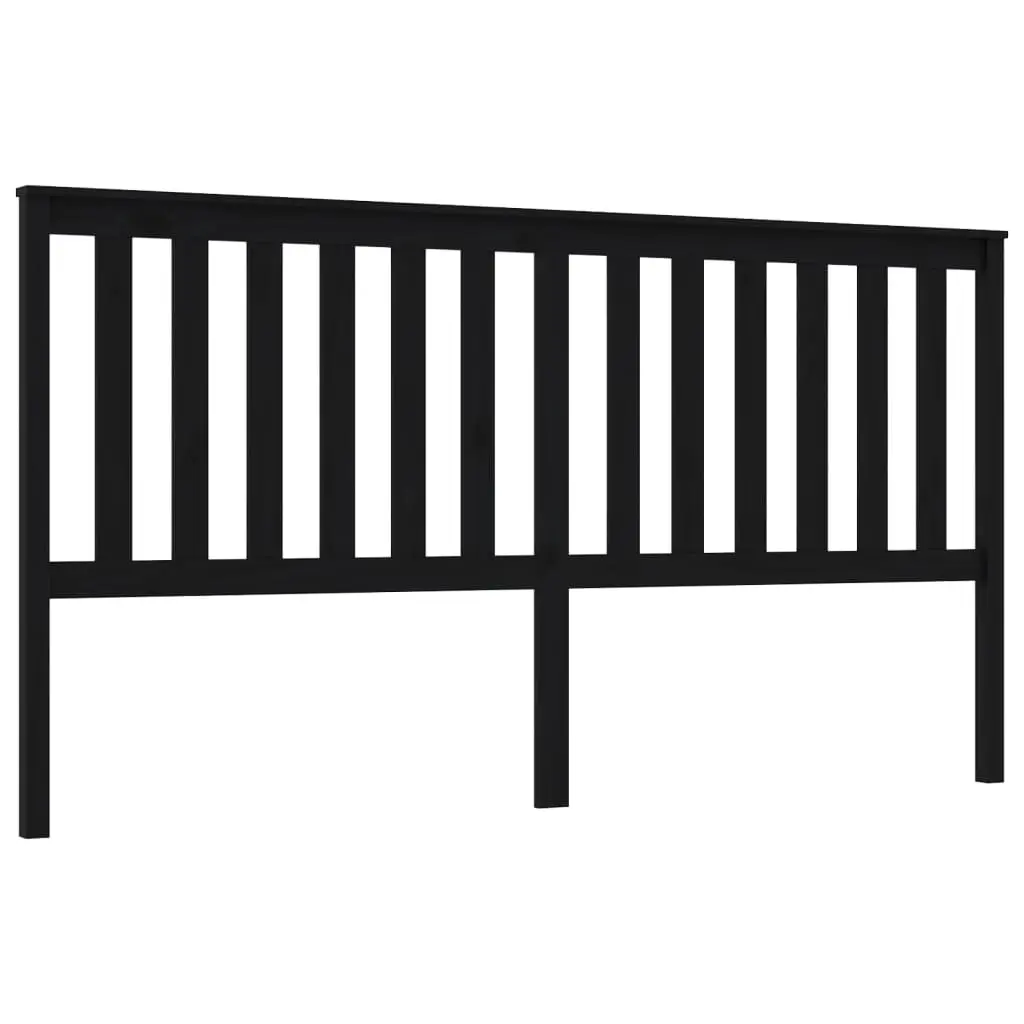 Bed Headboard Black 186 cm Solid Wood Pine 818539 - Furniture