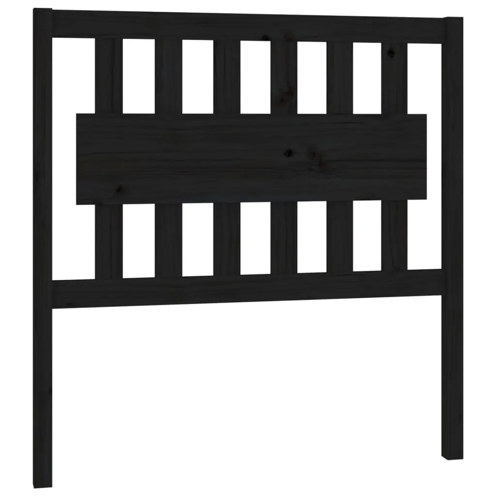 Bed Headboard Black 95.5 cm Solid Wood Pine 818554 - Furniture
