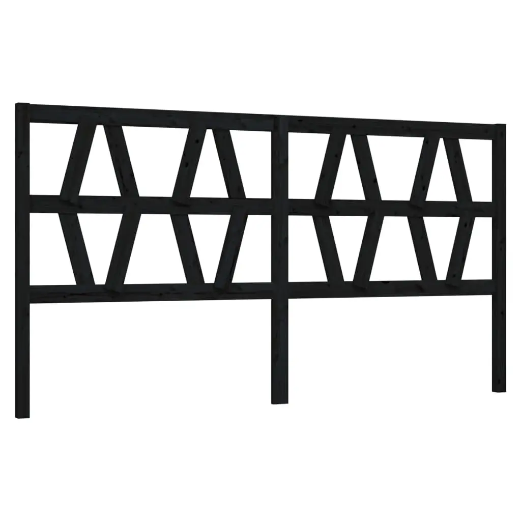 Bed Headboard Black 186 cm Solid Wood Pine 818639 - Furniture