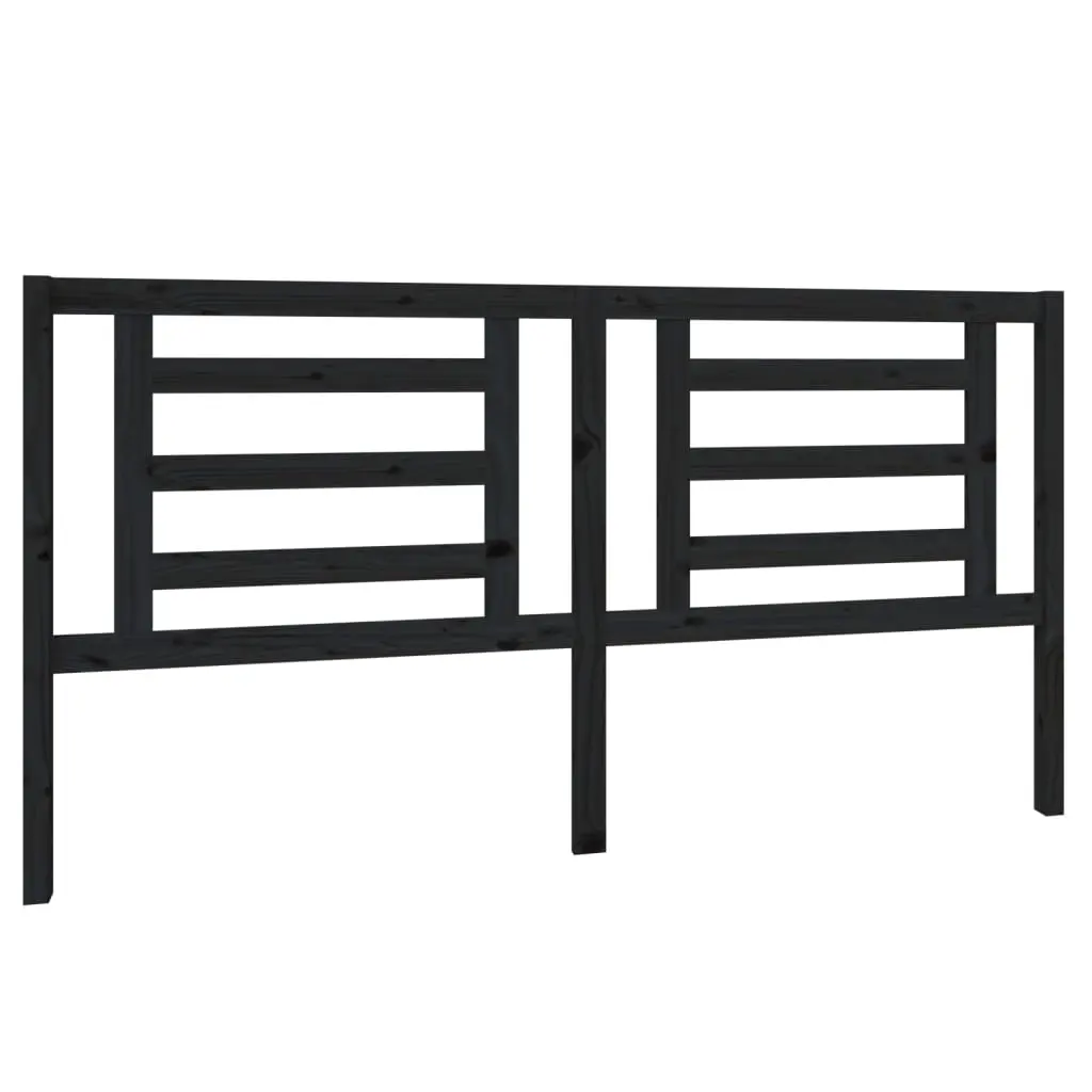 Bed Headboard Black 186 cm Solid Wood Pine 818839 - Furniture