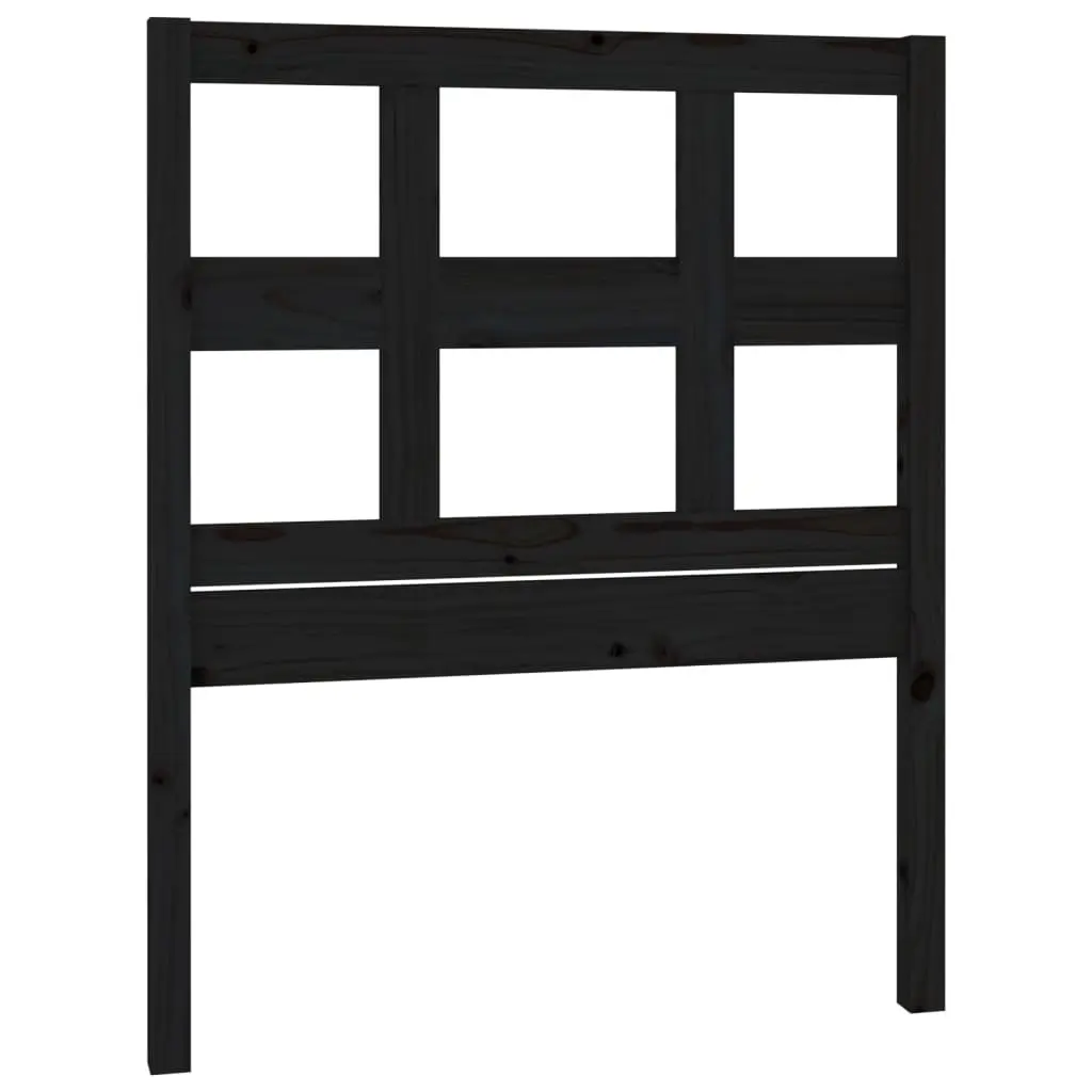 Bed Headboard Black 95.5 cm Solid Wood Pine 818904 - Furniture
