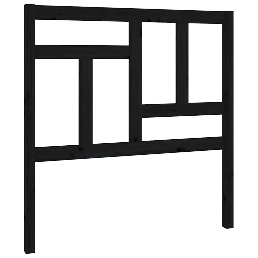 Bed Headboard Black 95.5 cm Solid Wood Pine 818954 - Furniture