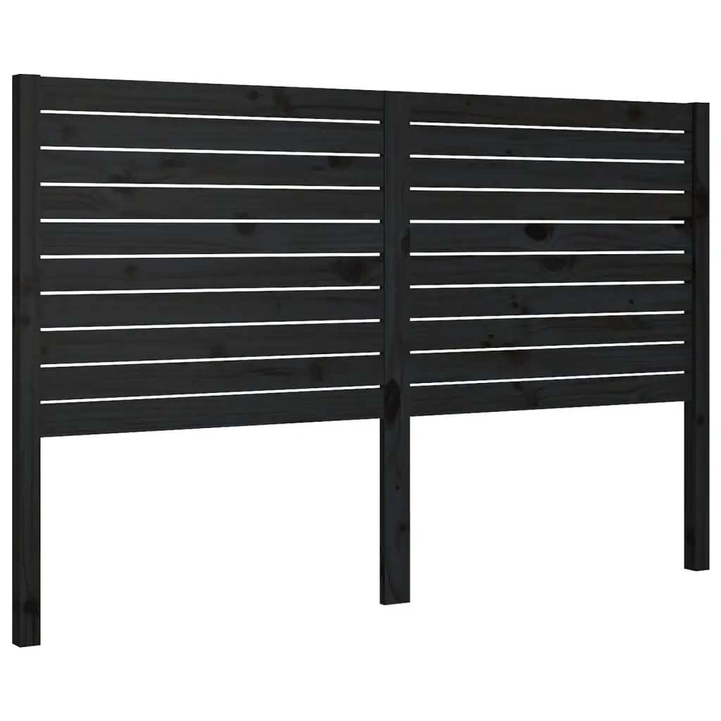 Bed Headboard Black 186 cm Solid Wood Pine 819039 - Furniture