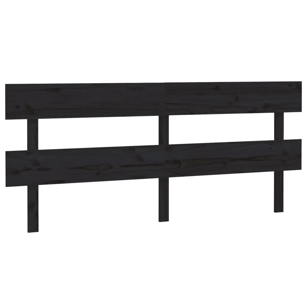 Bed Headboard Black 184 cm Solid Wood Pine 819089 - Furniture