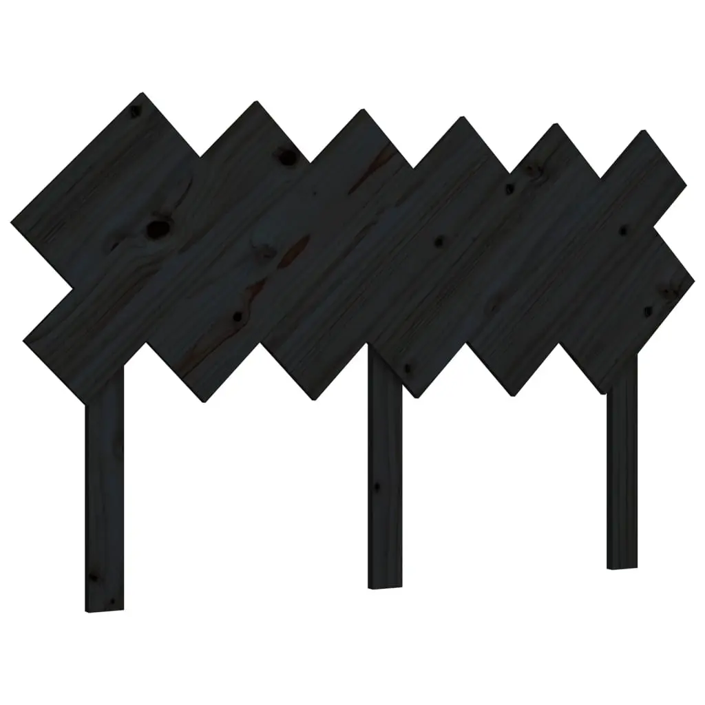 Bed Headboard Black 132 cm Solid Wood Pine 819219 - Furniture