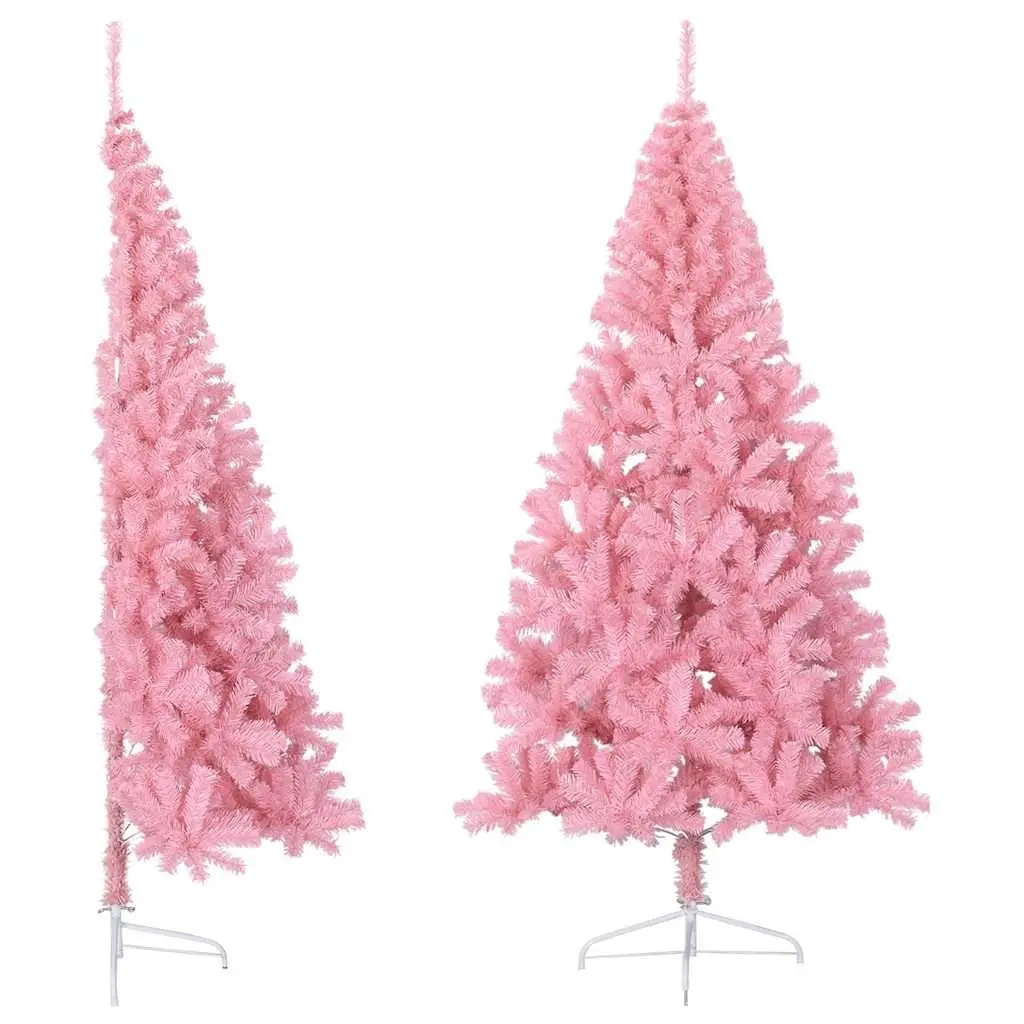 Artificial Half Christmas Tree with Stand Pink 240 cm PVC 344674 - Home & Garden