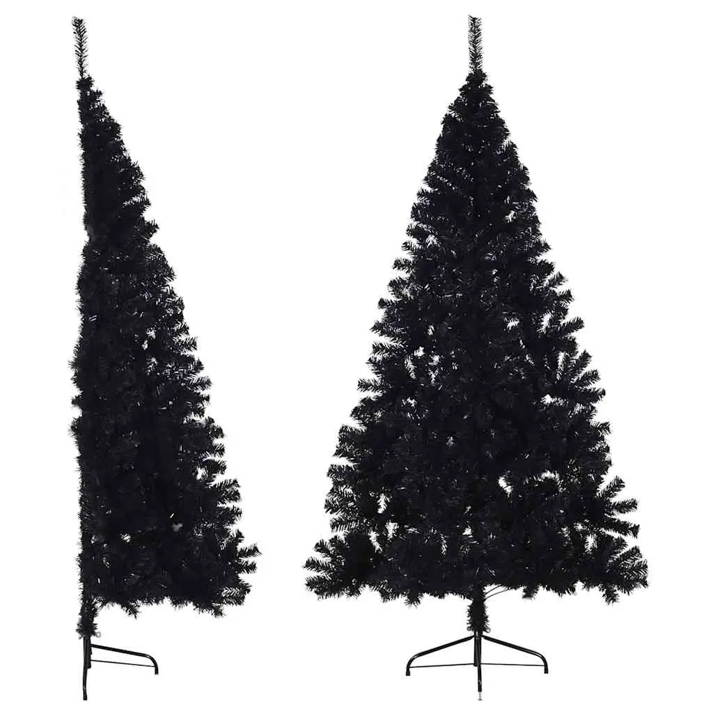 Artificial Half Christmas Tree with Stand Black 210 cm PVC 344678 - Home & Garden