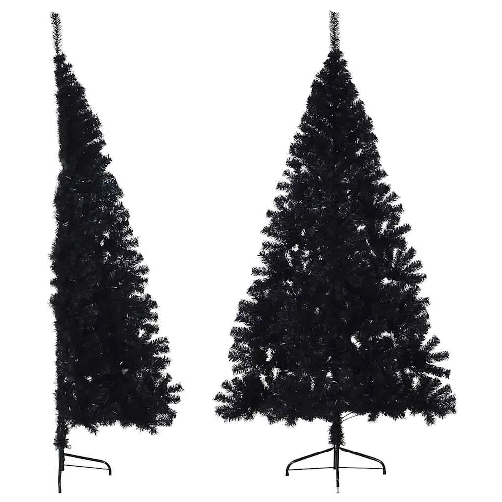 Artificial Half Christmas Tree with Stand Black 240 cm PVC 344679 - Home & Garden