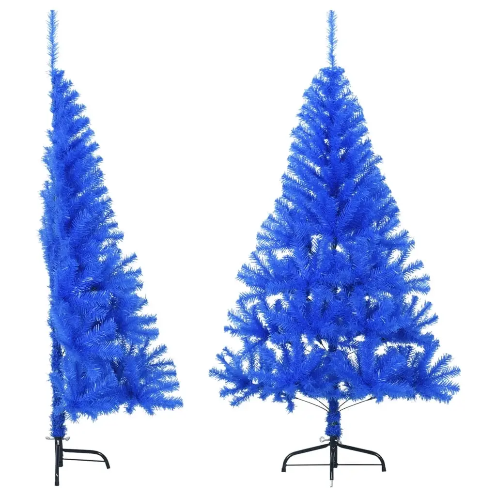 Artificial Half Christmas Tree with Stand Blue 150 cm PVC 344681 - Home & Garden