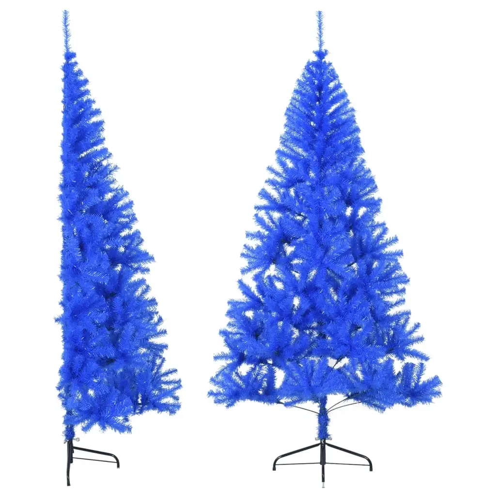 Artificial Half Christmas Tree with Stand Blue 240 cm PVC 344684 - Home & Garden