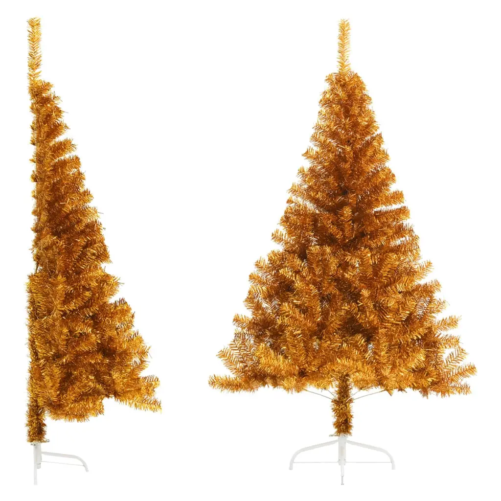 Artificial Half Christmas Tree with Stand Gold 180 cm PET 344692 - Home & Garden