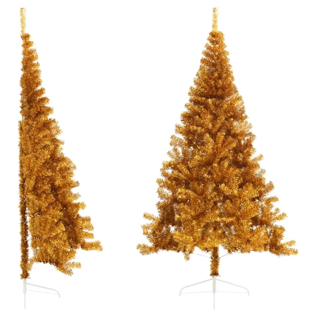 Artificial Half Christmas Tree with Stand Gold 210 cm PET 344693 - Home & Garden