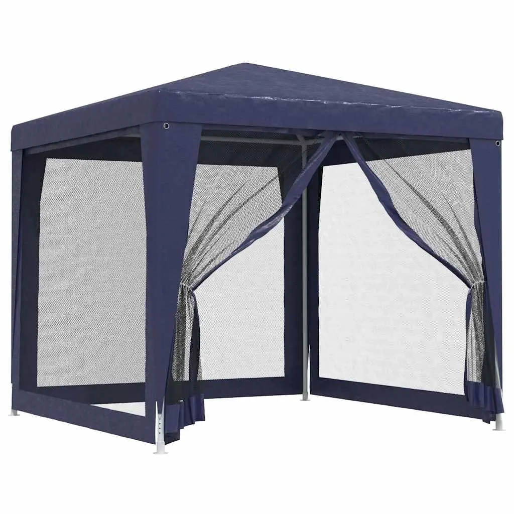 Party Tent with 4 Mesh Sidewalls Blue 2.5x2.5 m HDPE 319222 - Home & Garden