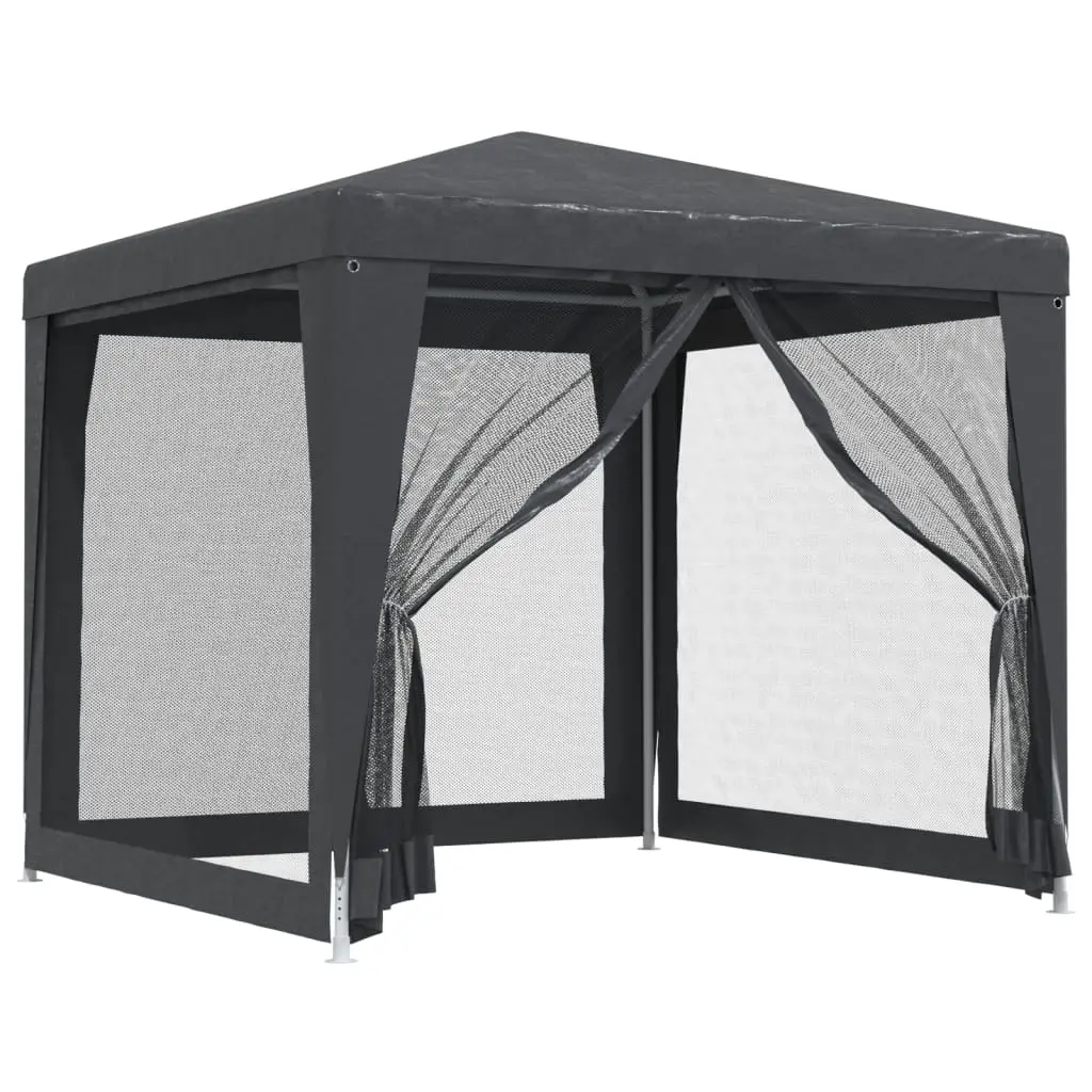 Party Tent with 4 Mesh Sidewalls Anthracite 2.5x2.5 m HDPE 319224 - Home & Garden