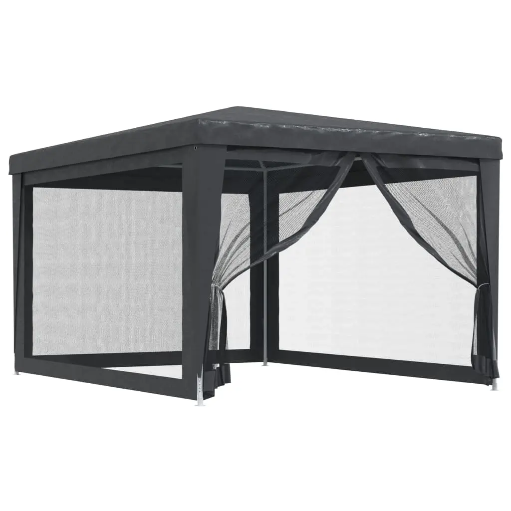 Party Tent with 4 Mesh Sidewalls Anthracite 3x4 m HDPE 319234 - Home & Garden