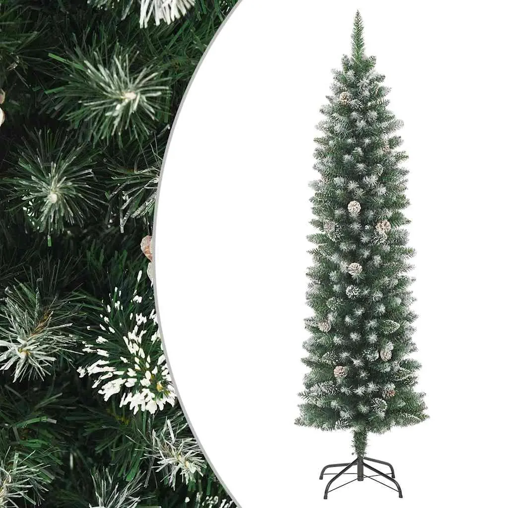 Artificial Slim Christmas Tree with Stand 180 cm PVC 345166 - Home & Garden