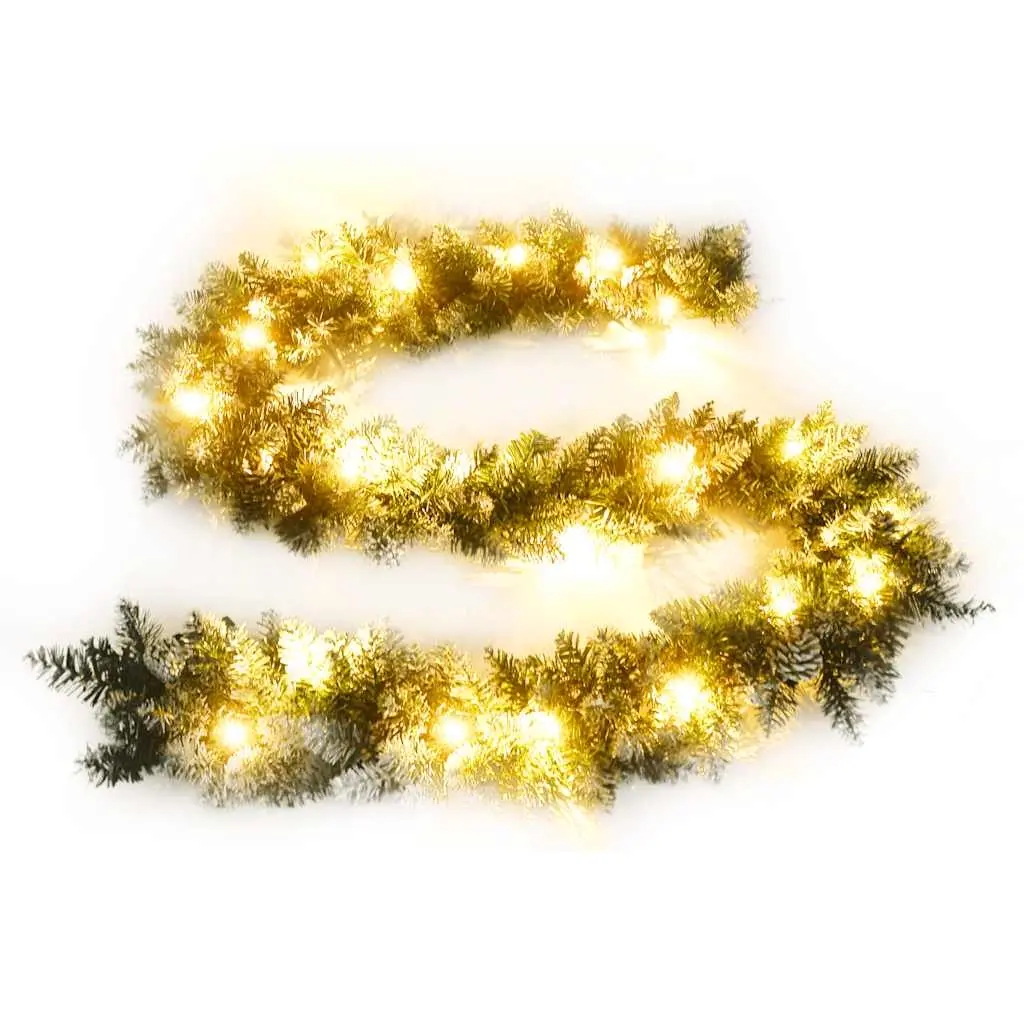 Christmas Garland with LED Lights Green 5.2 m PVC 345170 - Home & Garden