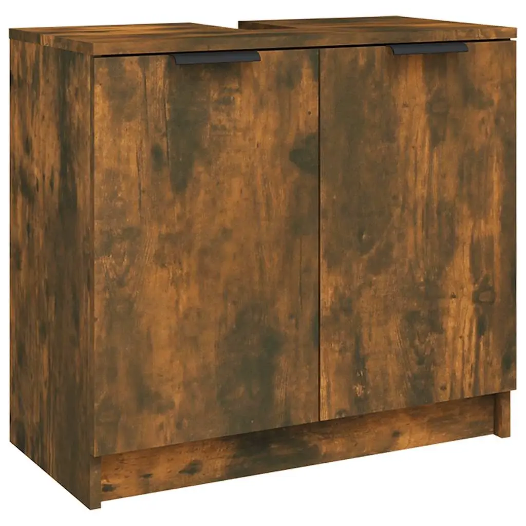Bathroom Cabinet Smoked Oak 64.5x33.5x59 cm Engineered Wood 817063 - Furniture