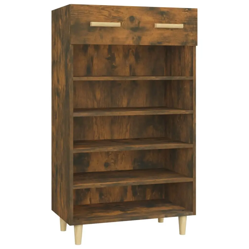Shoe Cabinet Smoked Oak 60x35x105 cm Engineered Wood 817555 - Home & Garden
