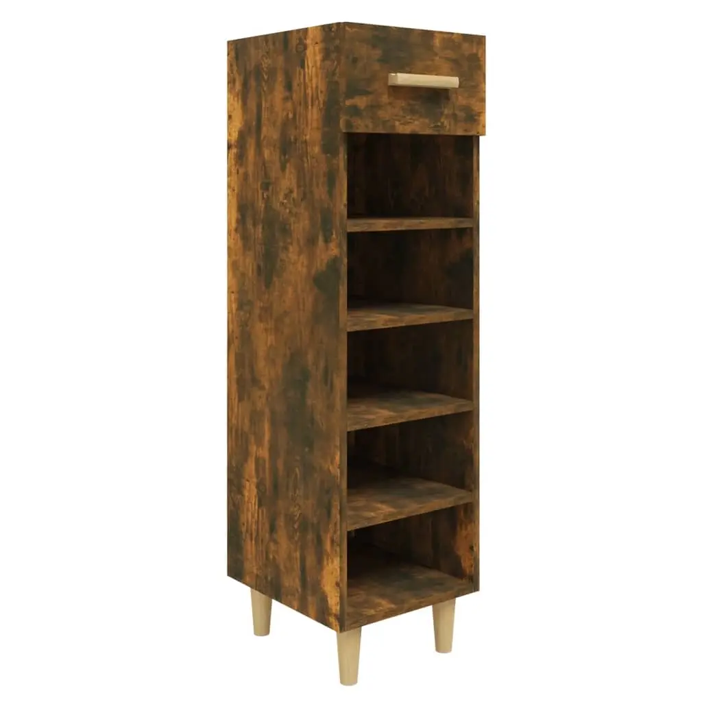 Shoe Cabinet Smoked Oak 30x35x105 cm Engineered Wood 817561 - Home & Garden