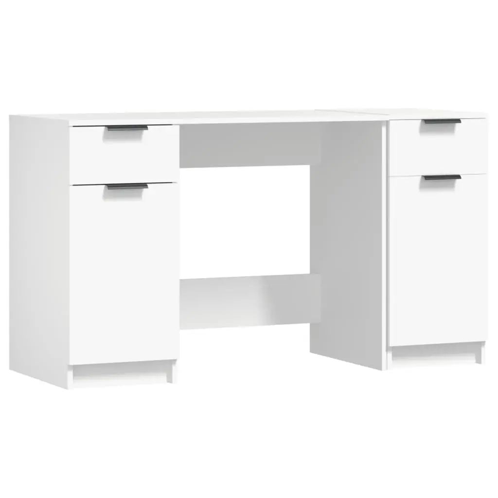 Desk with Side Cabinet White Engineered Wood 3115908 - Furniture