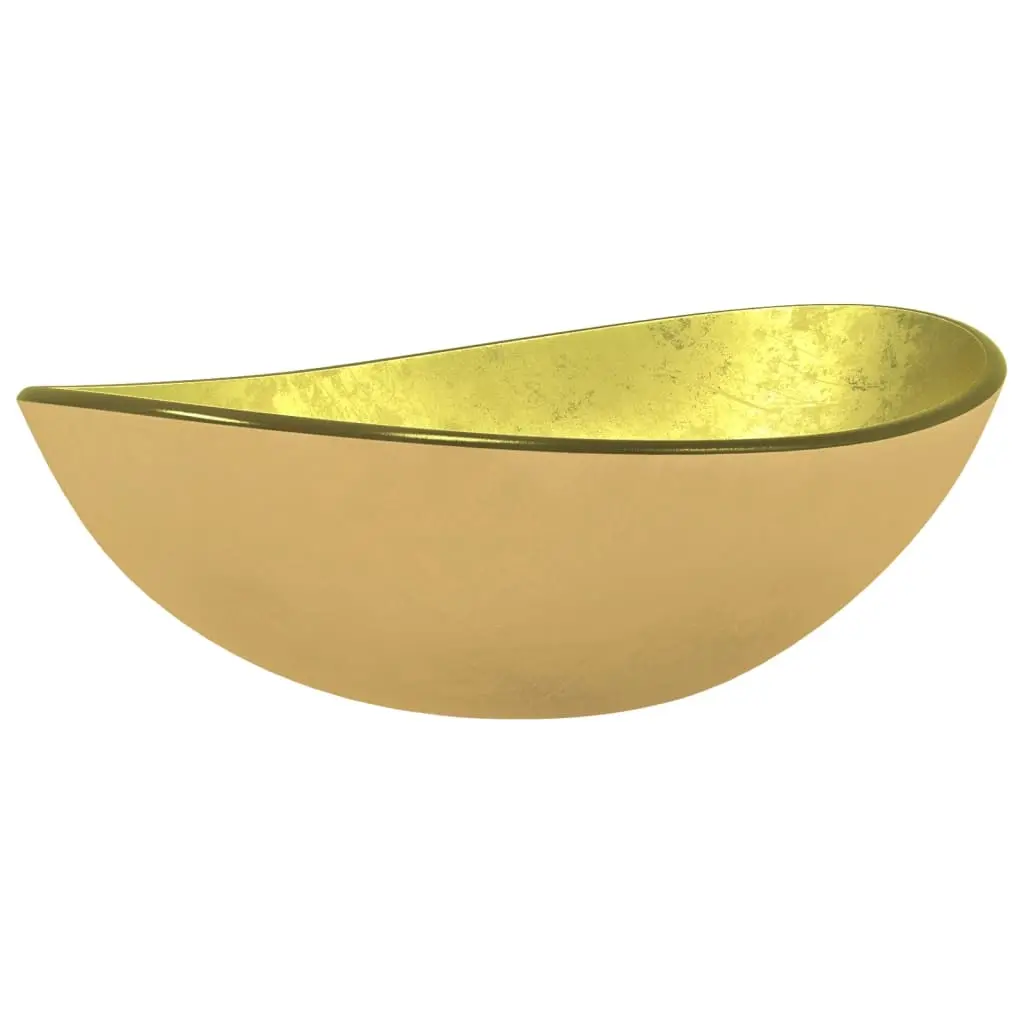 Basin Tempered Glass 54.5x35x15.5 cm Gold 345262 - Hardware
