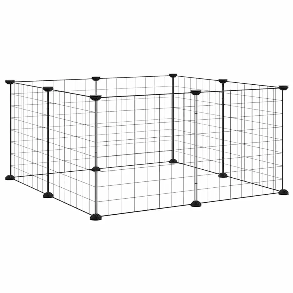 8-Panel Pet Cage Black 35x35 cm Steel 171621