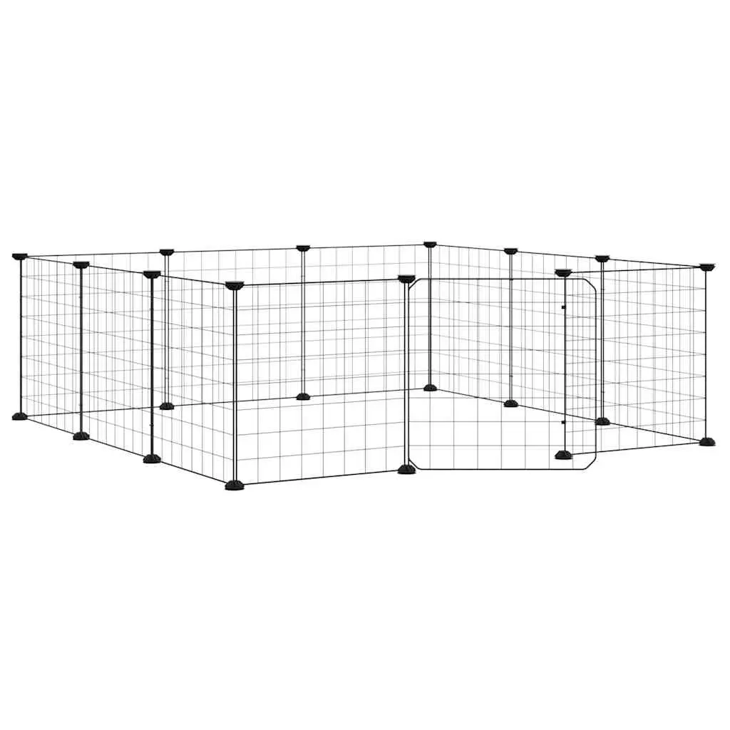 12-Panel Pet Cage with Door Black 35x35 cm Steel 171623