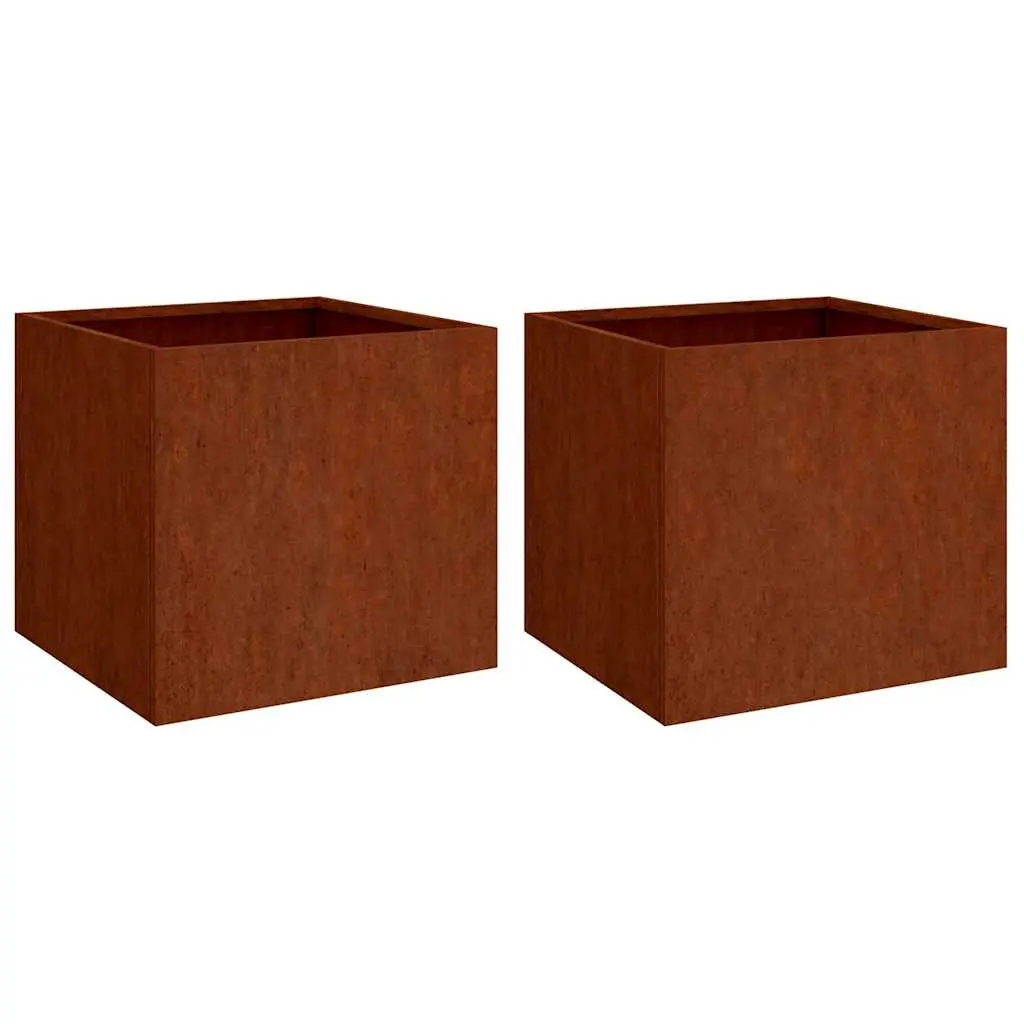 Planters 2 pcs 42x40x39 cm Corten Steel 821550 - Home & Garden