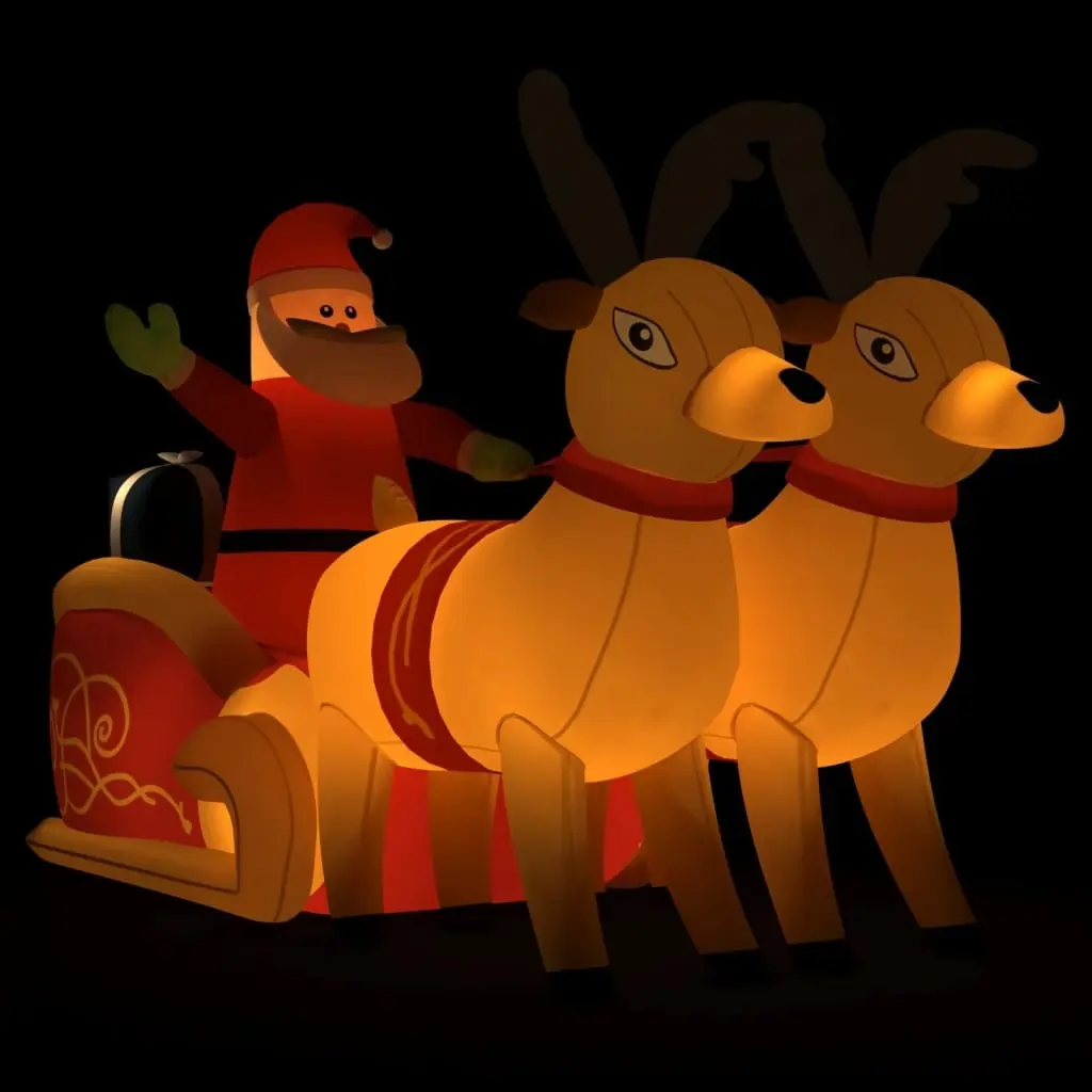 Christmas Inflatable Santa and Reindeer Decoration LED 130 cm 345332 - Up to 60% Off Christmas Decoration Specials