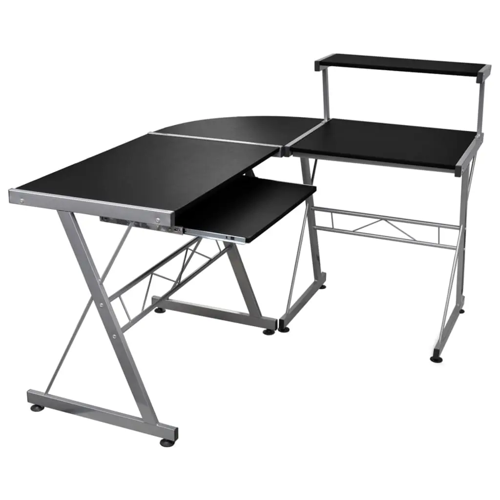 Corner Computer Desk Black 132x112x99 cm Engineered Wood 20585 - Furniture