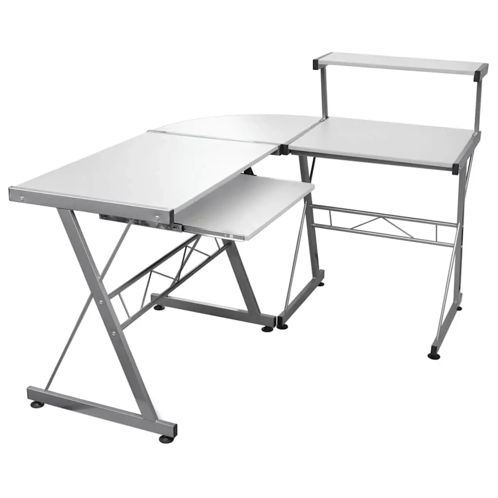 Corner Computer Desk White 132x112x99 cm Engineered Wood 20587 - Furniture