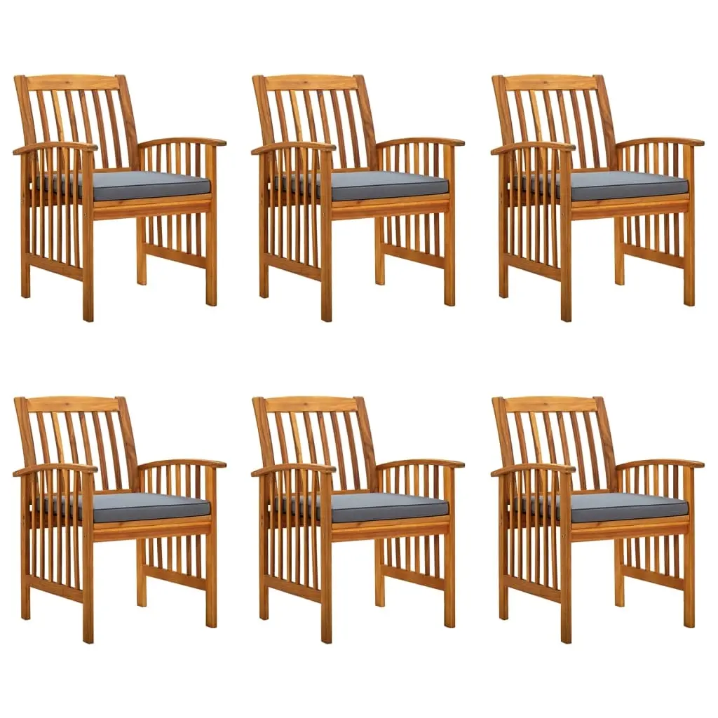 Garden Dining Chairs 6 pcs with Cushions Solid Wood Acacia 3120448 - Furniture