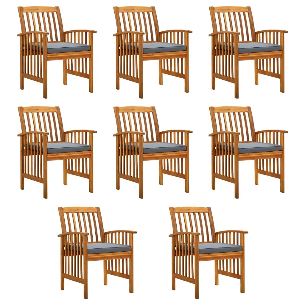 Garden Dining Chairs 8 pcs with Cushions Solid Wood Acacia 3120449 - Furniture