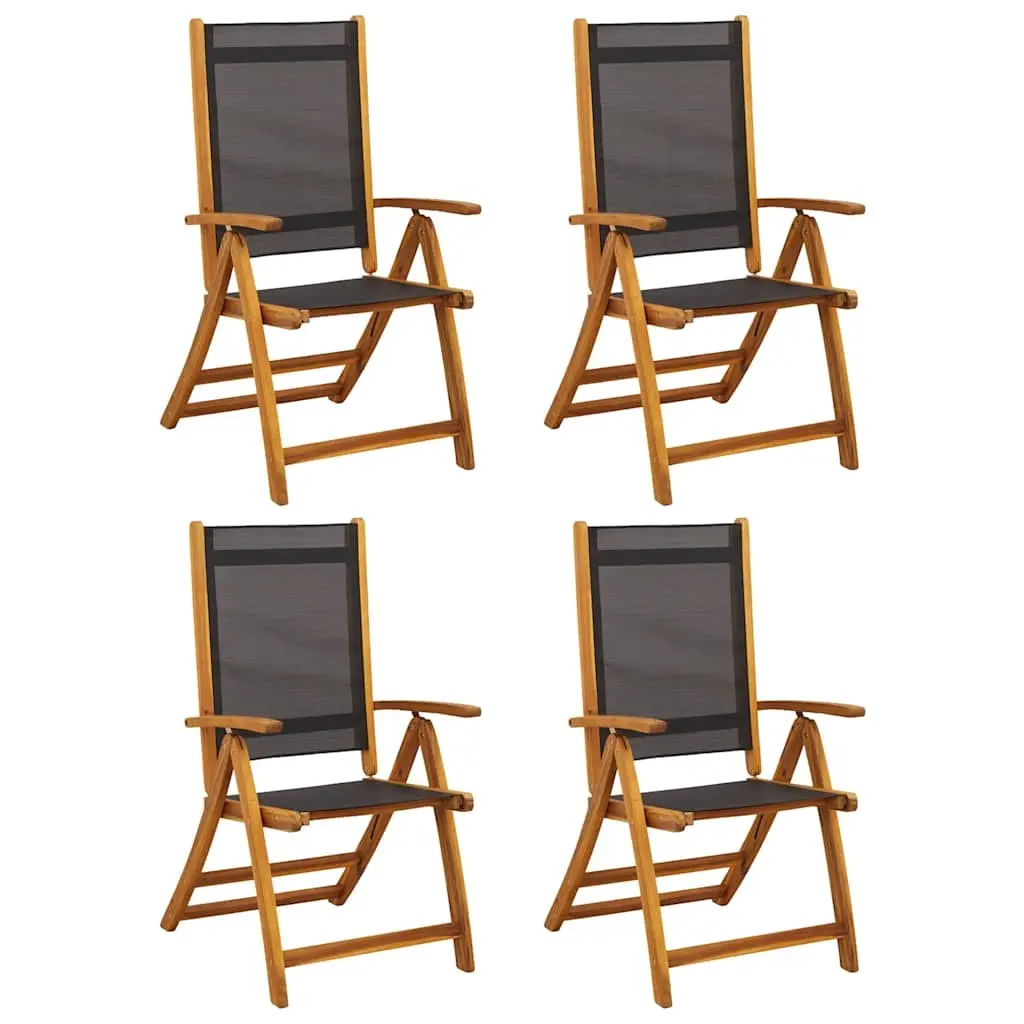 Folding Garden Chairs 4 pcs Solid Wood Acacia and Textilene 3120454 - Furniture