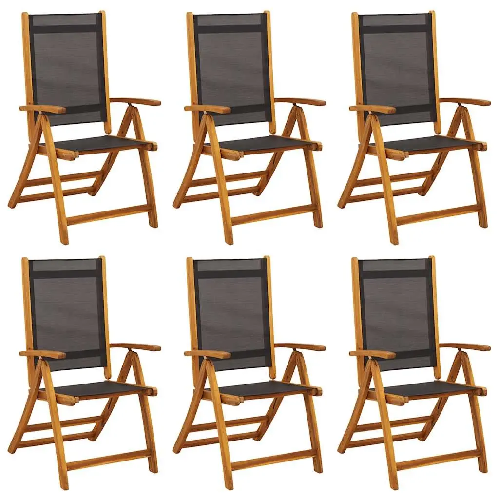 Folding Garden Chairs 6 pcs Solid Wood Acacia and Textilene 3120455 - Furniture