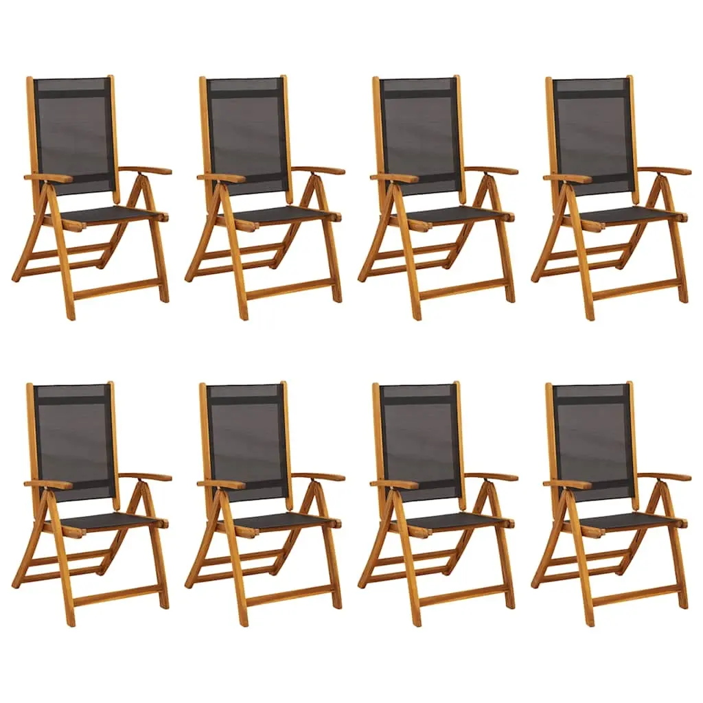 Folding Garden Chairs 8 pcs Solid Wood Acacia and Textilene 3120456 - Furniture