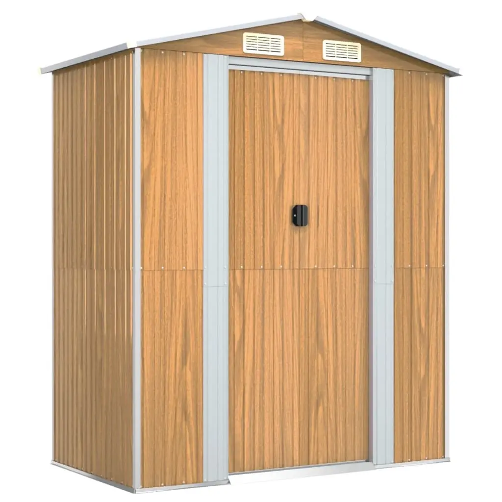 Garden Shed Light Brown 192x108x223 cm Galvanised Steel 319275 - Home & Garden