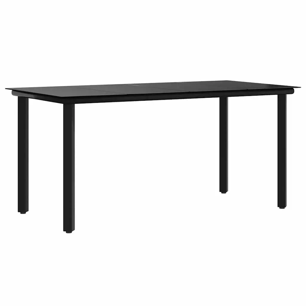 Garden Dining Table Black 160x80x74cm Steel and Tempered Glass 319283 - Furniture