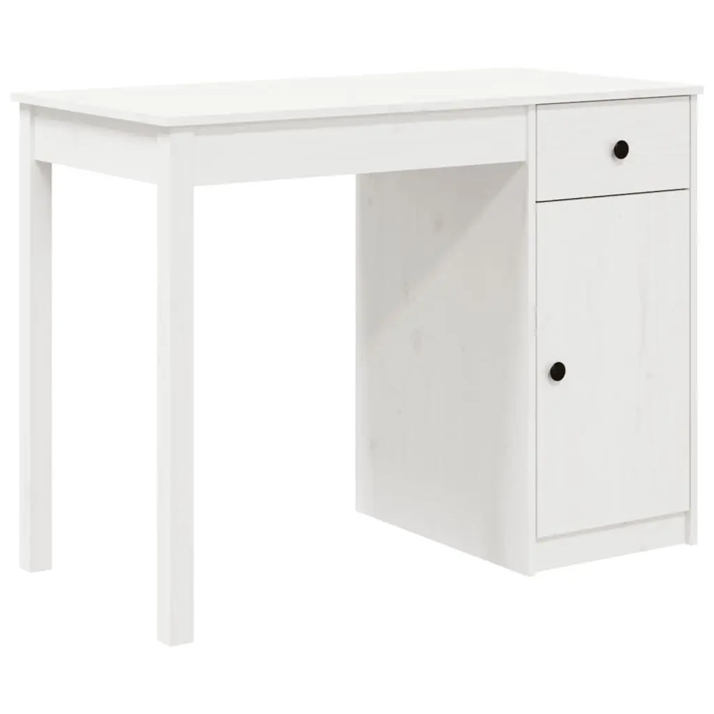 Desk White 100x50x75 cm Solid Wood Pine 814630 - Furniture
