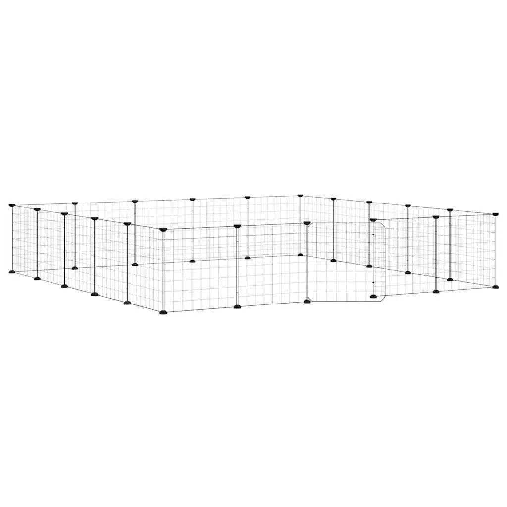 20-Panel Pet Cage with Door Black 35x35 cm Steel 3114019