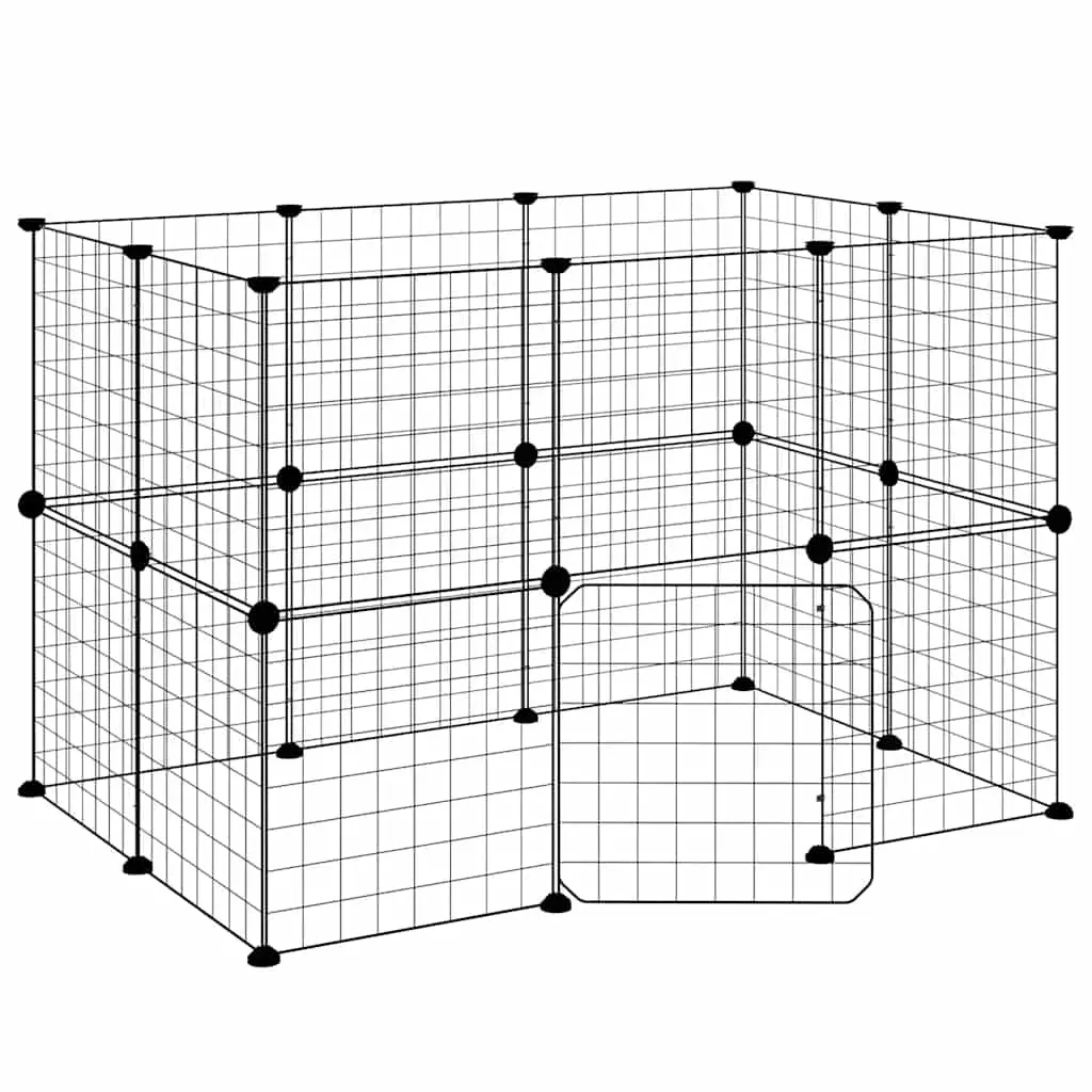 20-Panel Pet Cage with Door Black 35x35 cm Steel 3114037