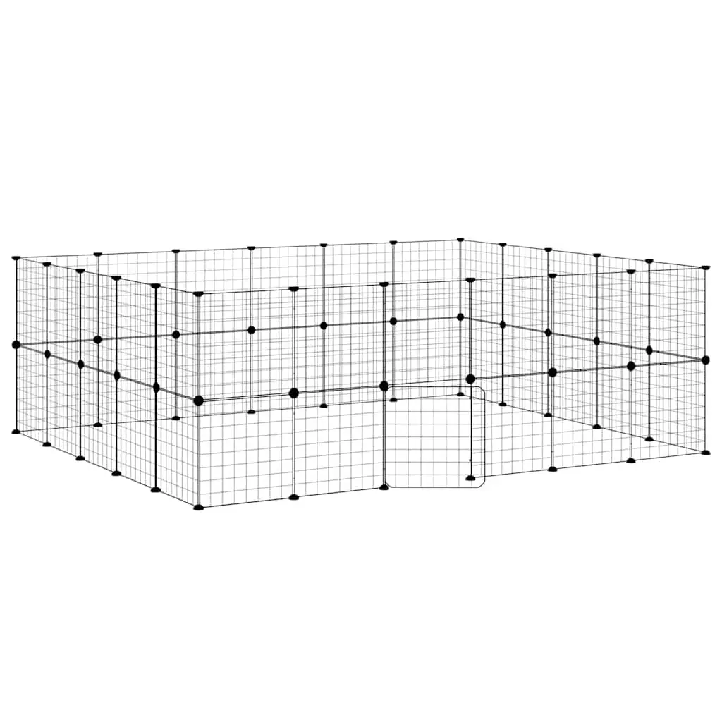 44-Panel Pet Cage with Door Black 35x35 cm Steel 3114040