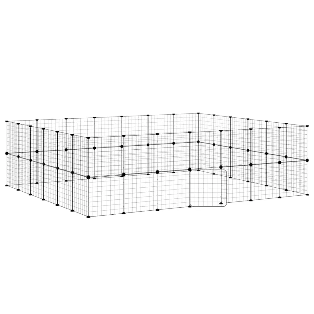 52-Panel Pet Cage with Door Black 35x35 cm Steel 3114041