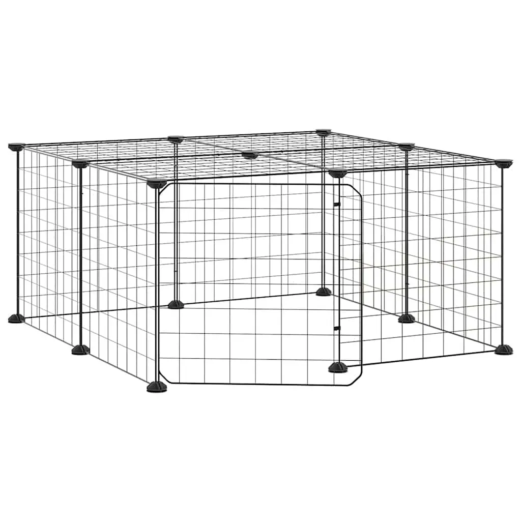 12-Panel Pet Cage with Door Black 35x35 cm Steel 3114051