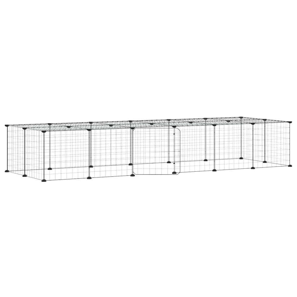 28-Panel Pet Cage with Door Black 35x35 cm Steel 3114056